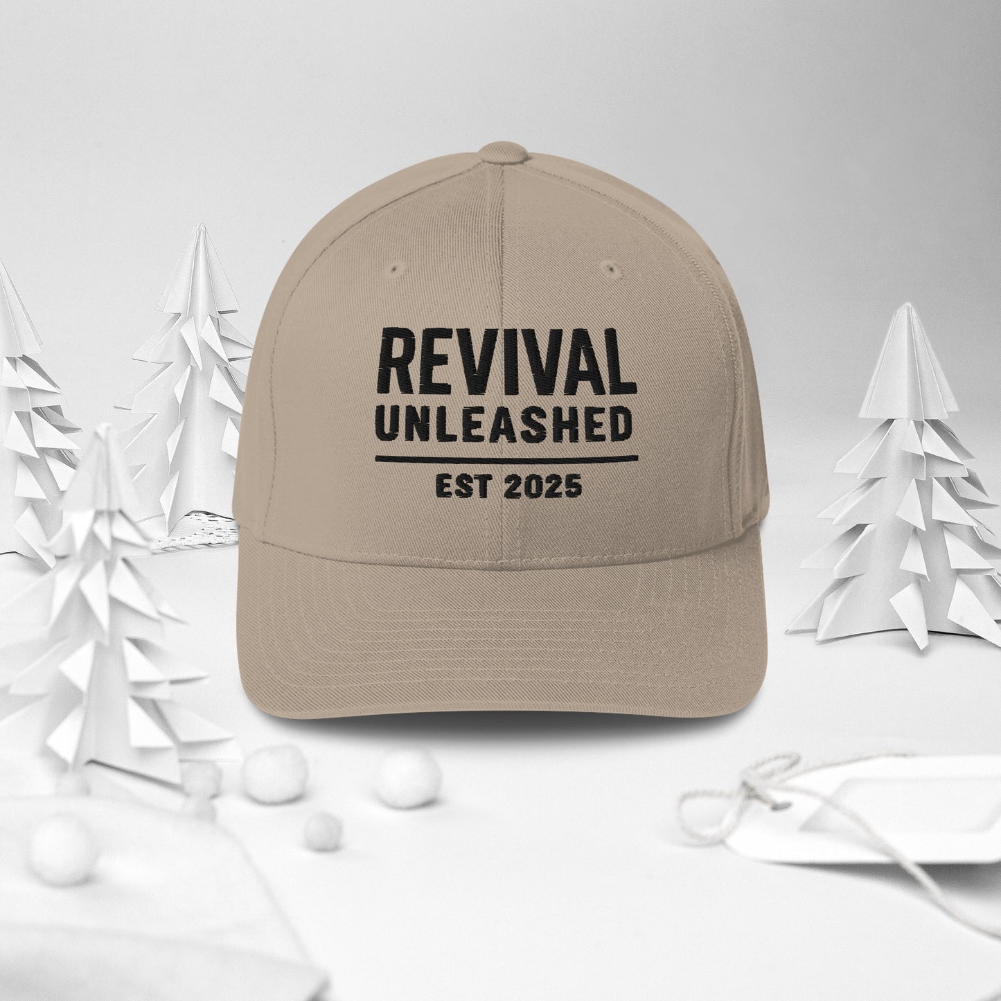 Revival Unleashed EST 2025 Flex Fit Embroidered Hat – Christian Lifestyle Headwear-Revival Unleashed