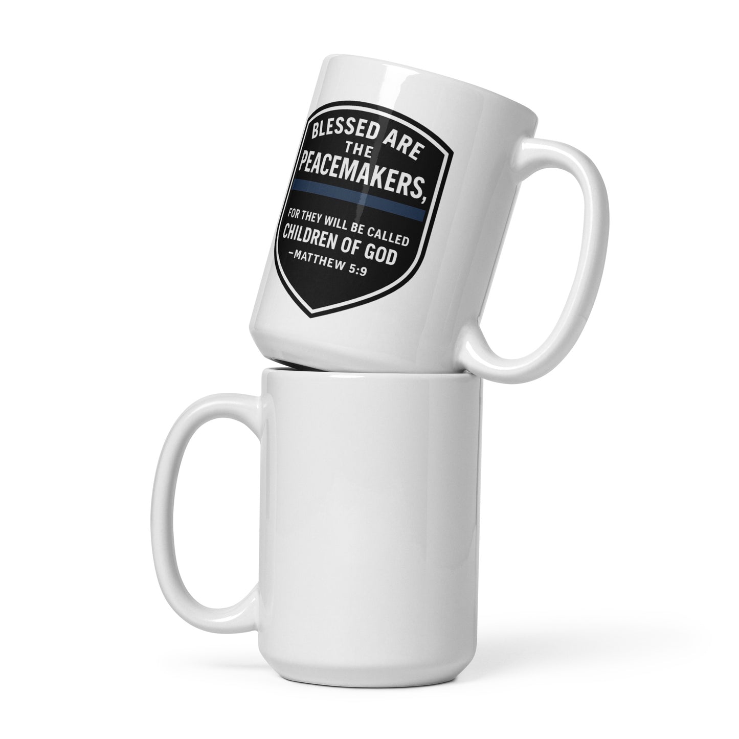 Revival Unleashed Blessed Are the Peacemakers White Glossy Mug – Christian Faith & Law Enforcement Drinkware-Revival Unleashed