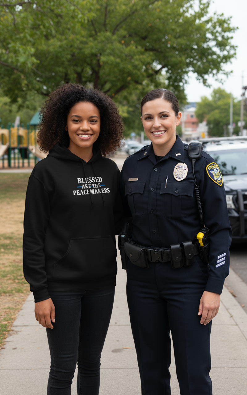 Blessed Are The Peacemakers Blue Line Unisex Hoodie – Christian Faith Apparel | Revival Unleashed