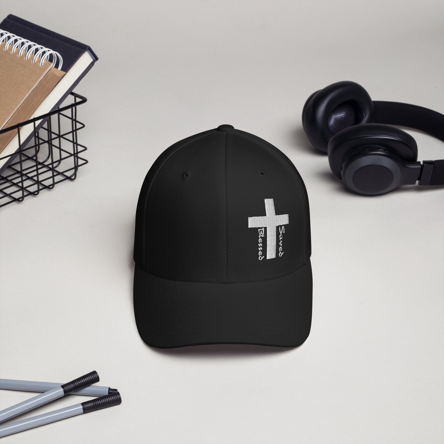 Blessed Saved Flex Fit Hat (Embroidered) | Revival Unleashed Christian Apparel-Revival Unleashed