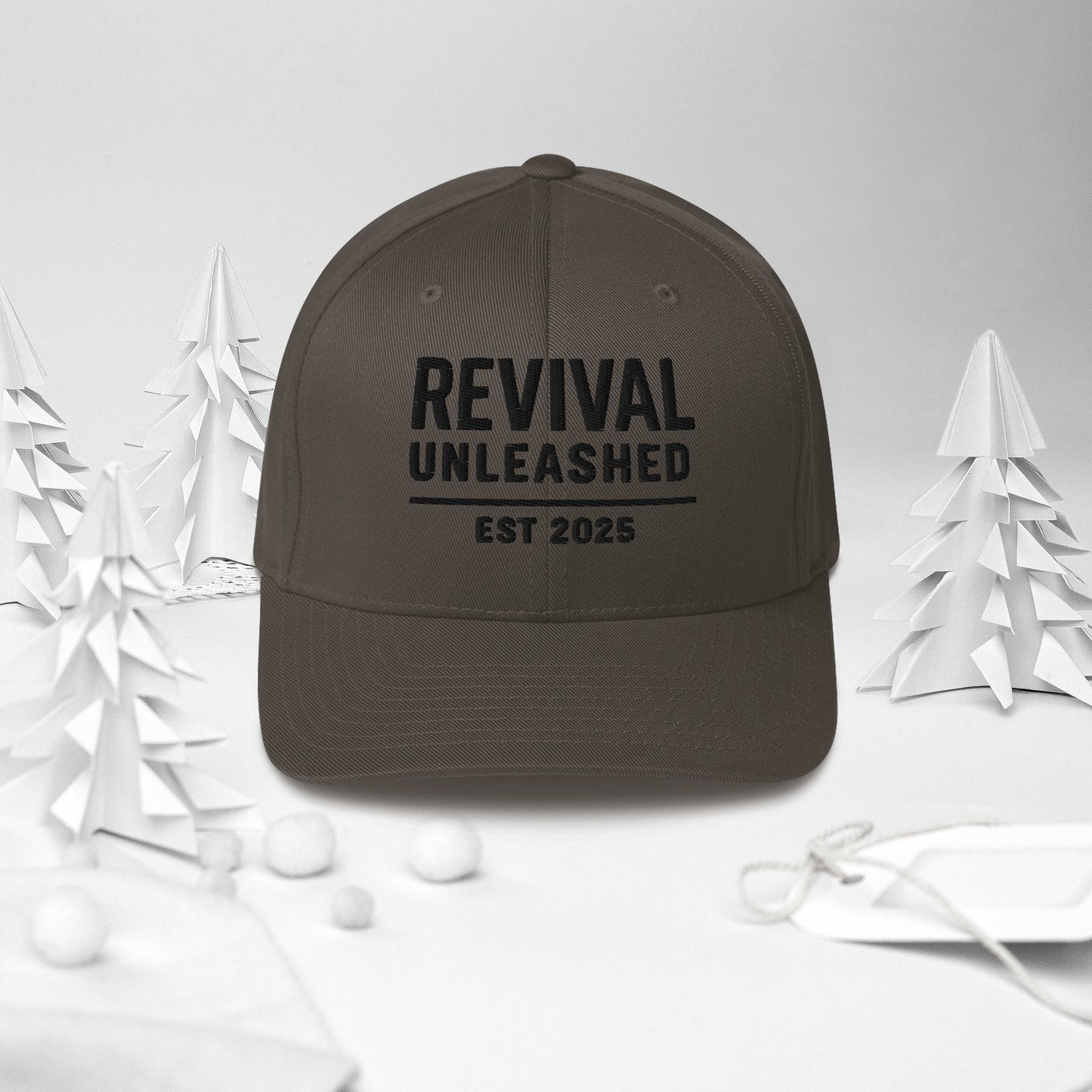 Revival Unleashed EST 2025 Flex Fit Embroidered Hat – Christian Lifestyle Headwear-Revival Unleashed