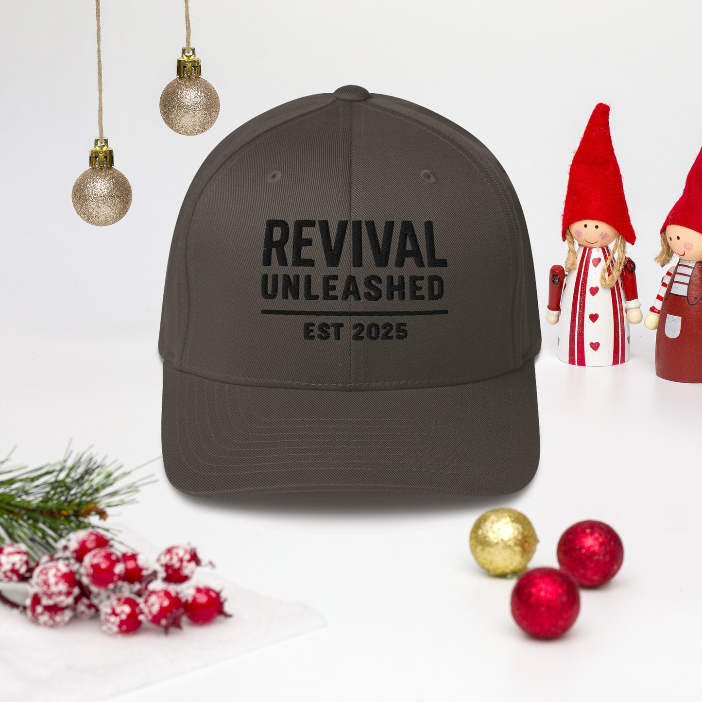 Revival Unleashed EST 2025 Flex Fit Embroidered Hat – Christian Lifestyle Headwear-Revival Unleashed