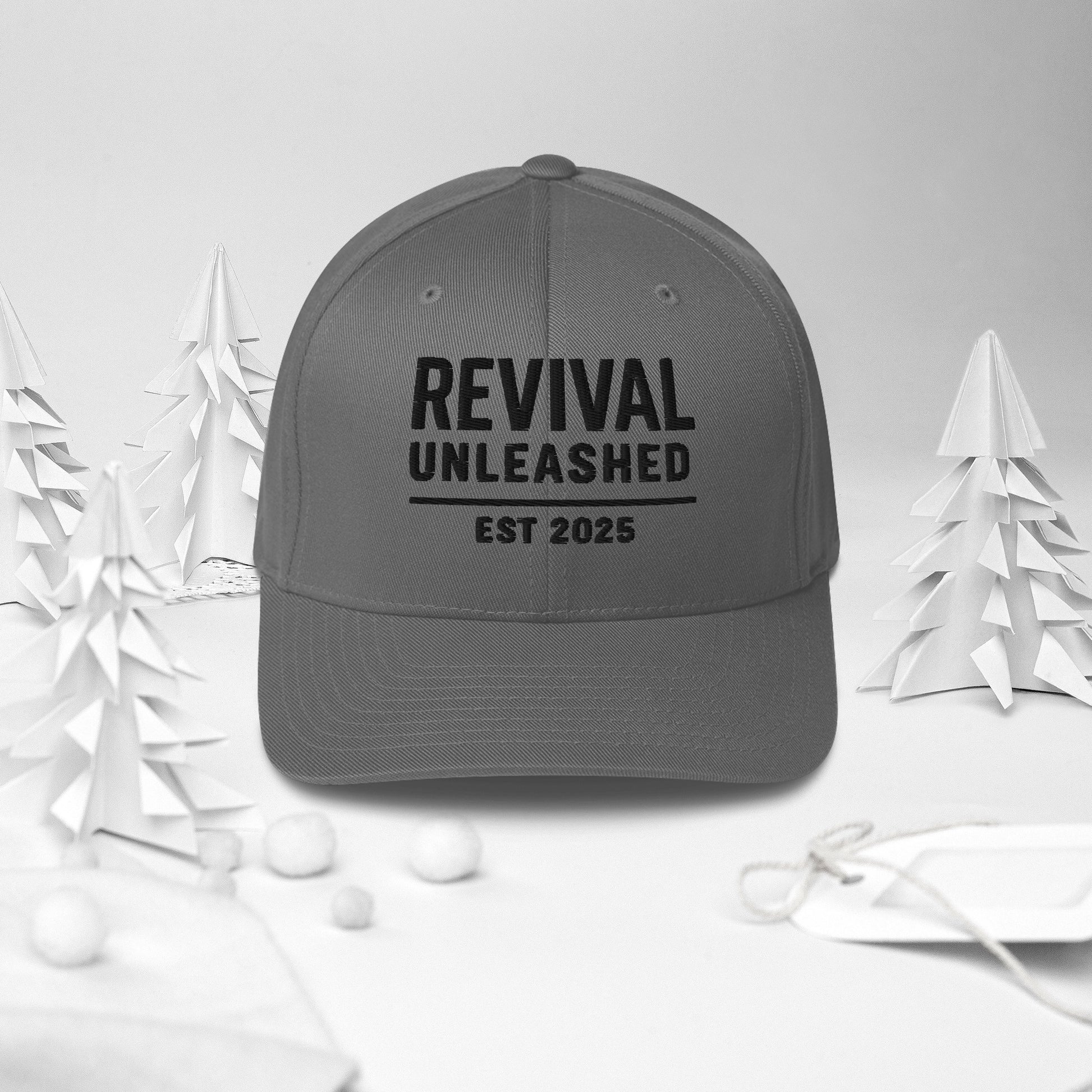 Revival Unleashed EST 2025 Flex Fit Embroidered Hat – Christian Lifestyle Headwear-Revival Unleashed