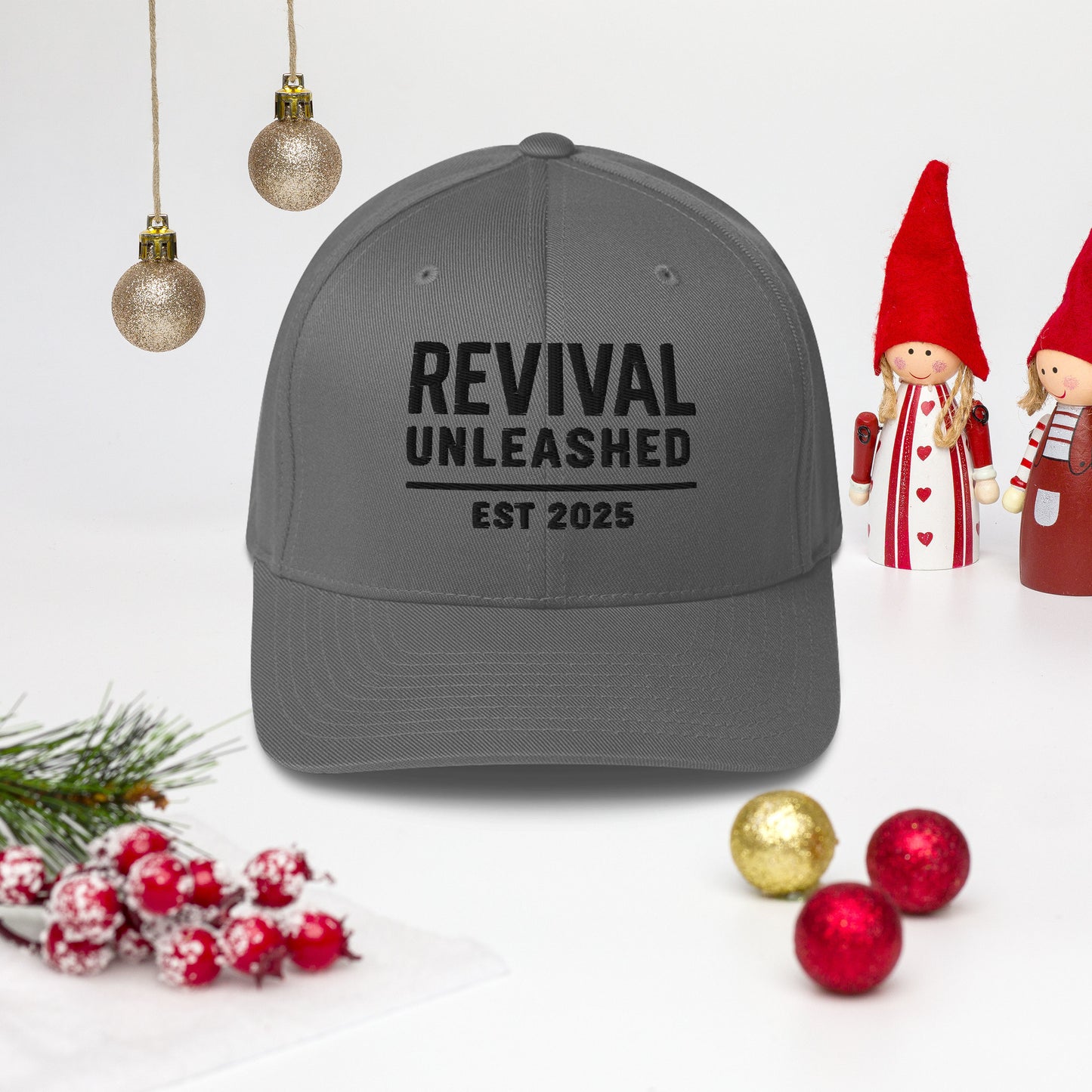 Revival Unleashed EST 2025 Flex Fit Embroidered Hat – Christian Lifestyle Headwear-Revival Unleashed
