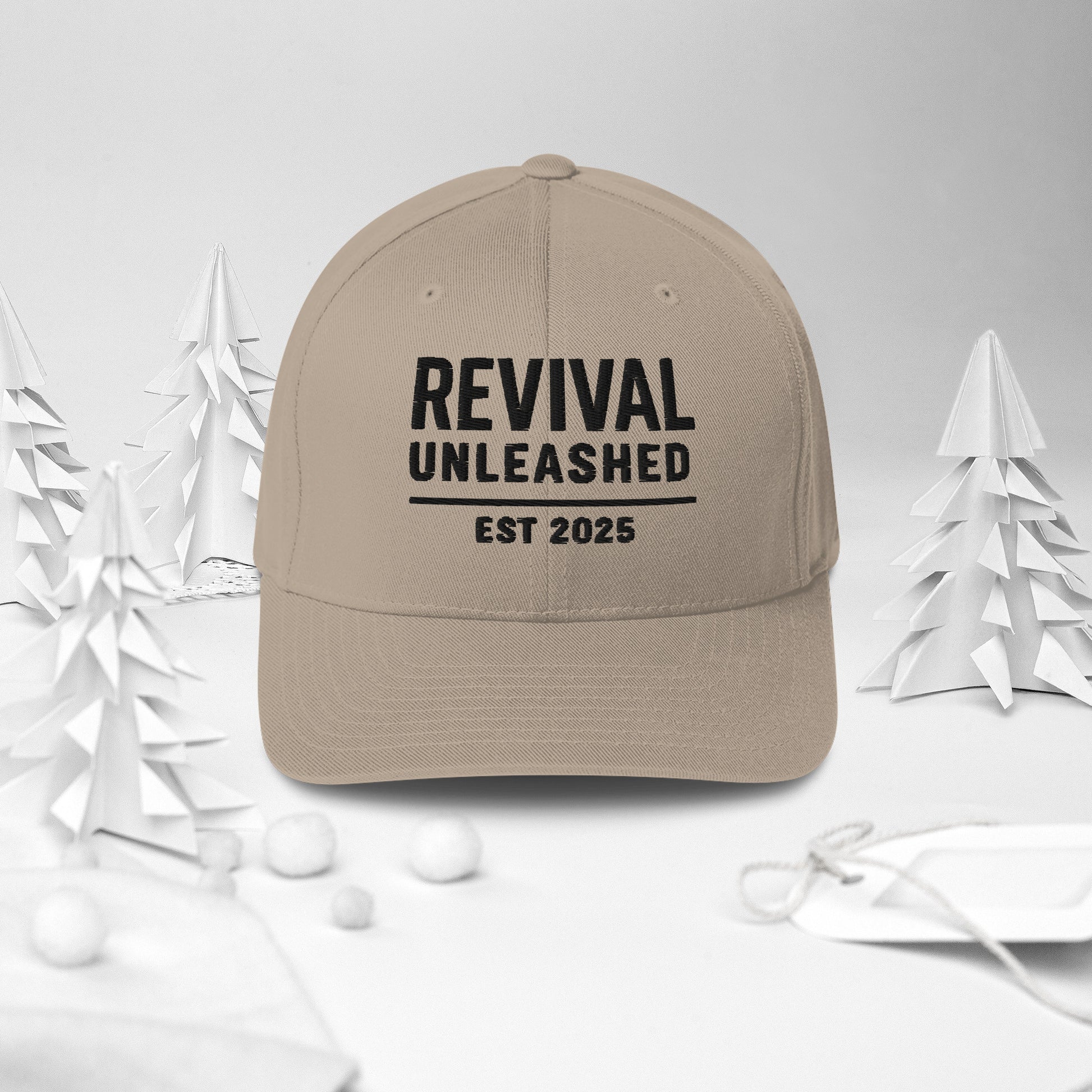 Revival Unleashed EST 2025 Flex Fit Embroidered Hat – Christian Lifestyle Headwear-Revival Unleashed
