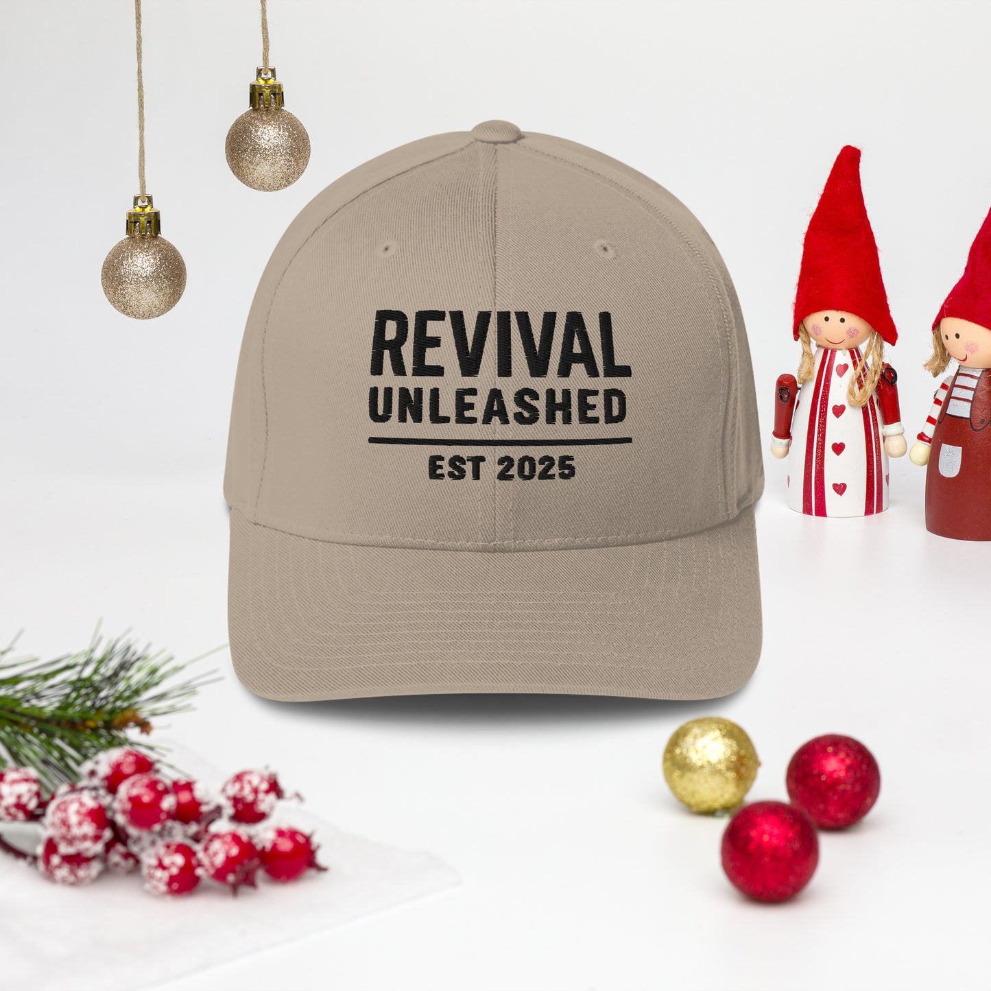 Revival Unleashed EST 2025 Flex Fit Embroidered Hat – Christian Lifestyle Headwear-Revival Unleashed