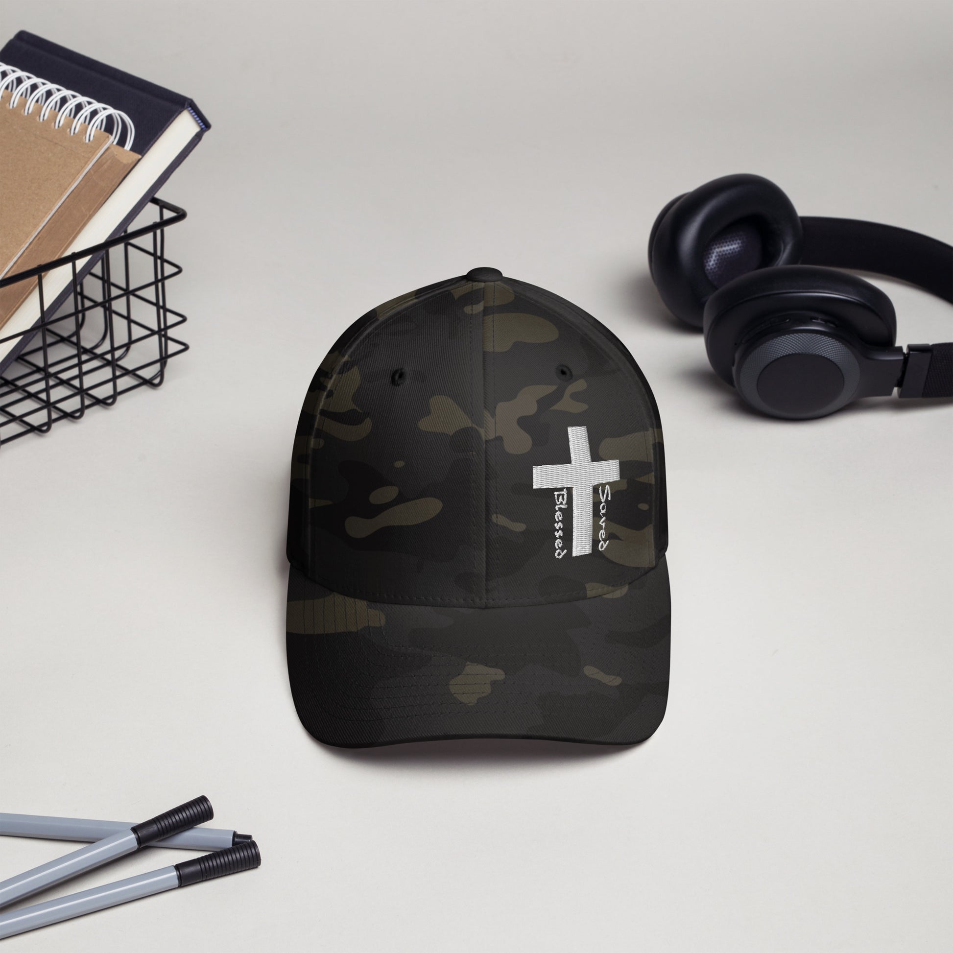 Blessed Saved Flex Fit Hat (Embroidered) | Revival Unleashed Christian Apparel-Revival Unleashed