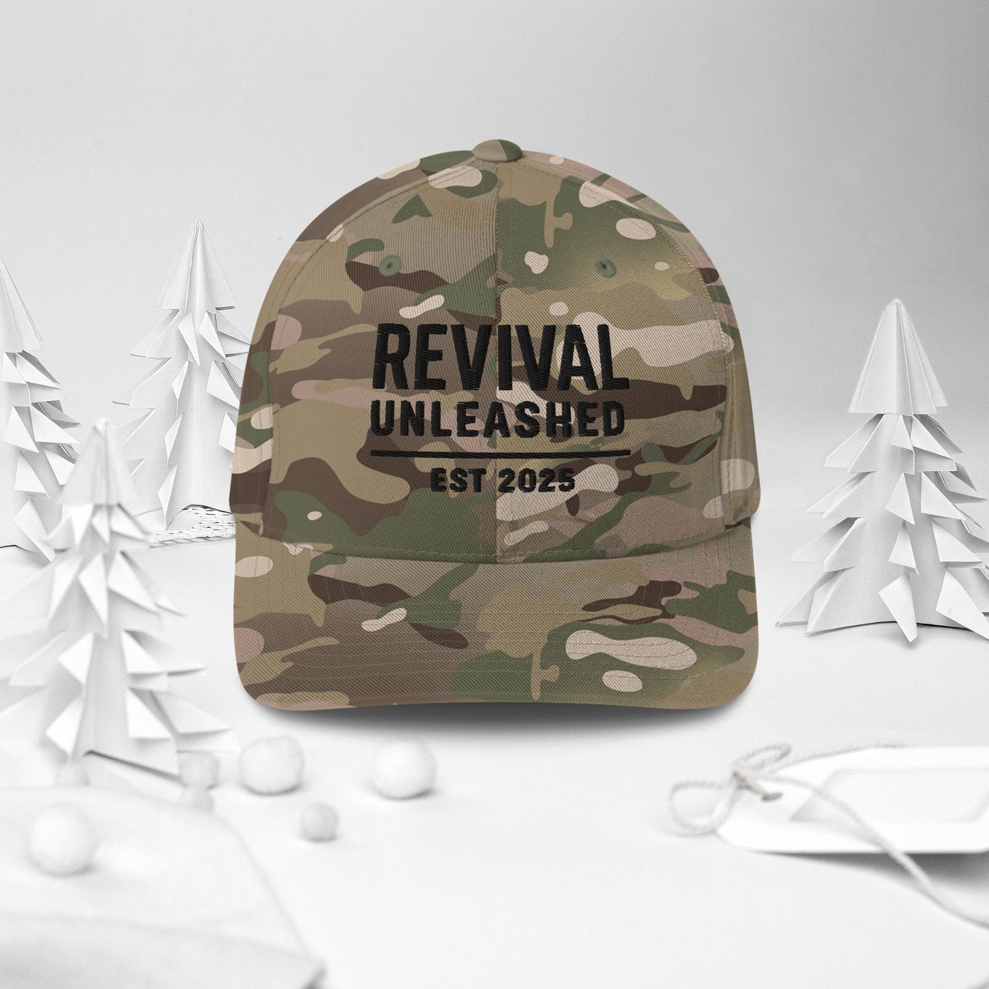 Revival Unleashed EST 2025 Flex Fit Embroidered Hat – Christian Lifestyle Headwear-Revival Unleashed
