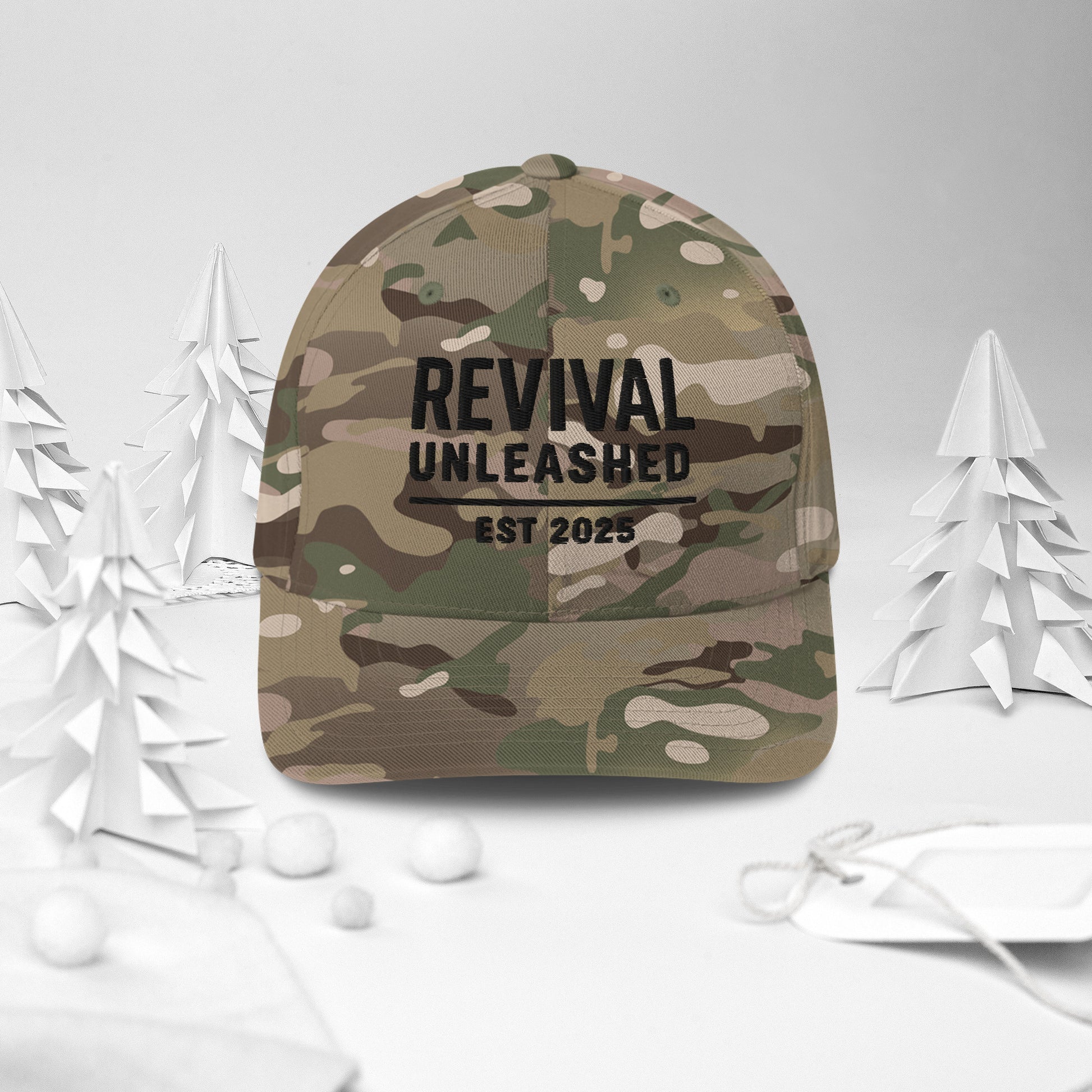 Revival Unleashed EST 2025 Flex Fit Embroidered Hat – Christian Lifestyle Headwear-Revival Unleashed
