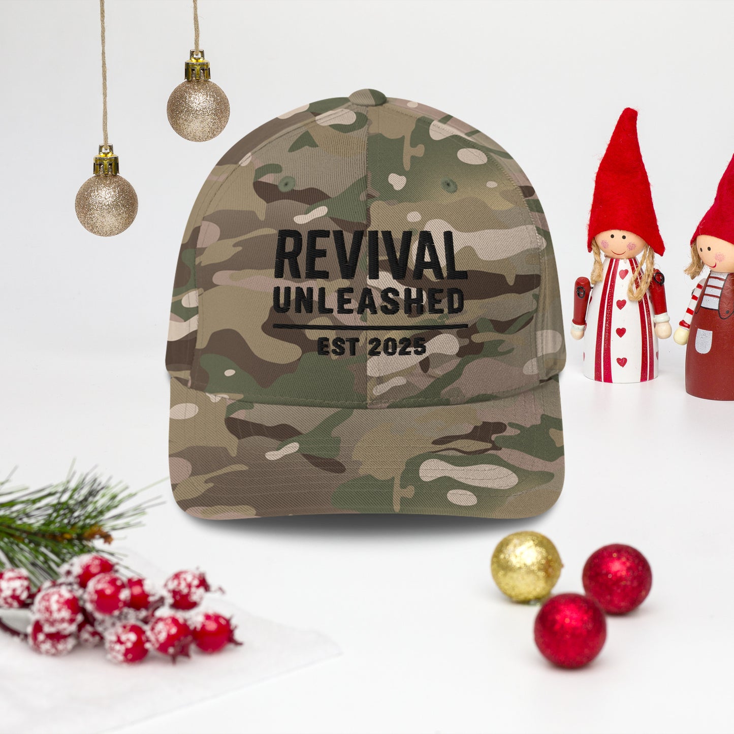 Revival Unleashed EST 2025 Flex Fit Embroidered Hat – Christian Lifestyle Headwear-Revival Unleashed
