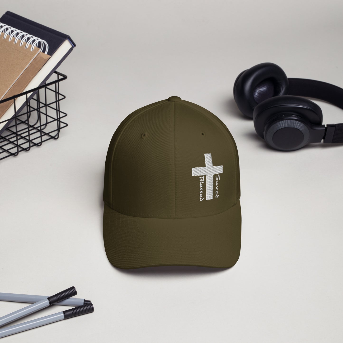 Blessed Saved Flex Fit Hat (Embroidered) | Revival Unleashed Christian Apparel-Revival Unleashed