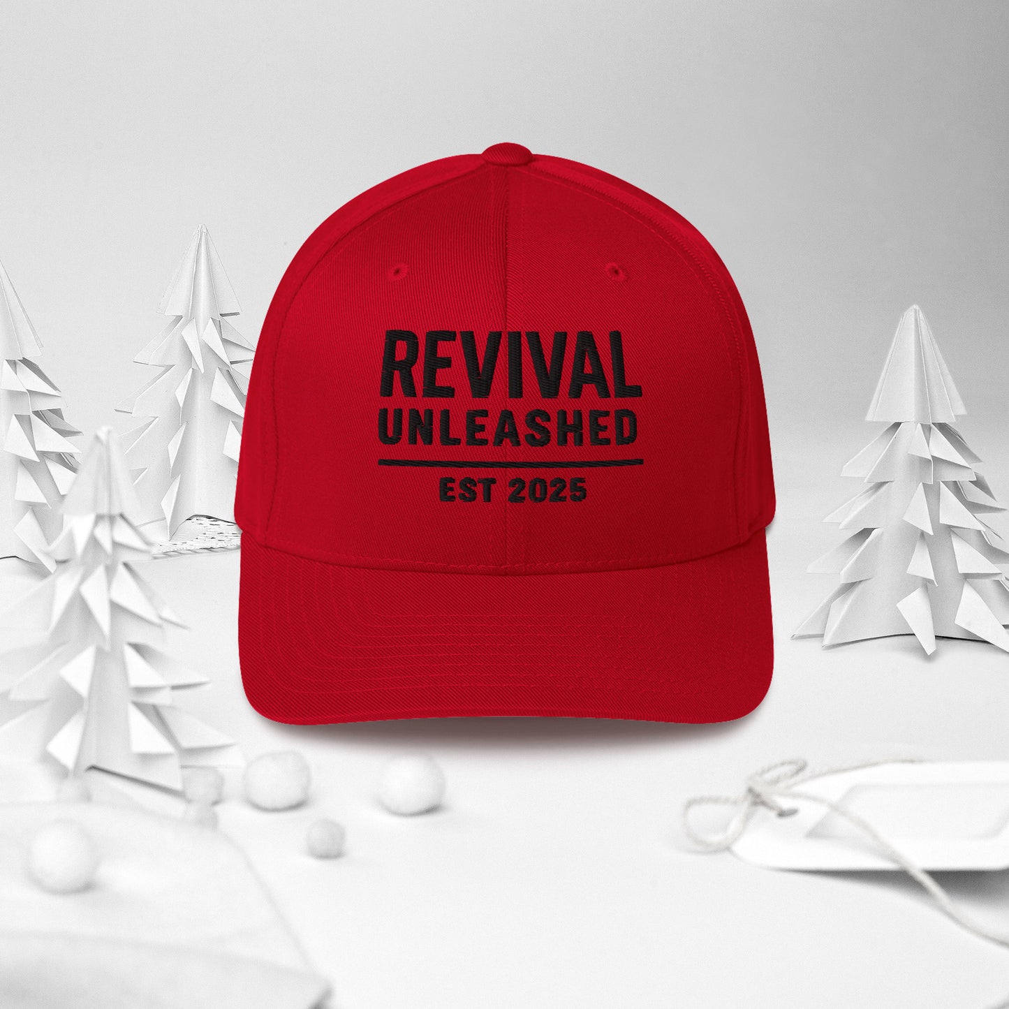 Revival Unleashed EST 2025 Flex Fit Embroidered Hat – Christian Lifestyle Headwear-Revival Unleashed