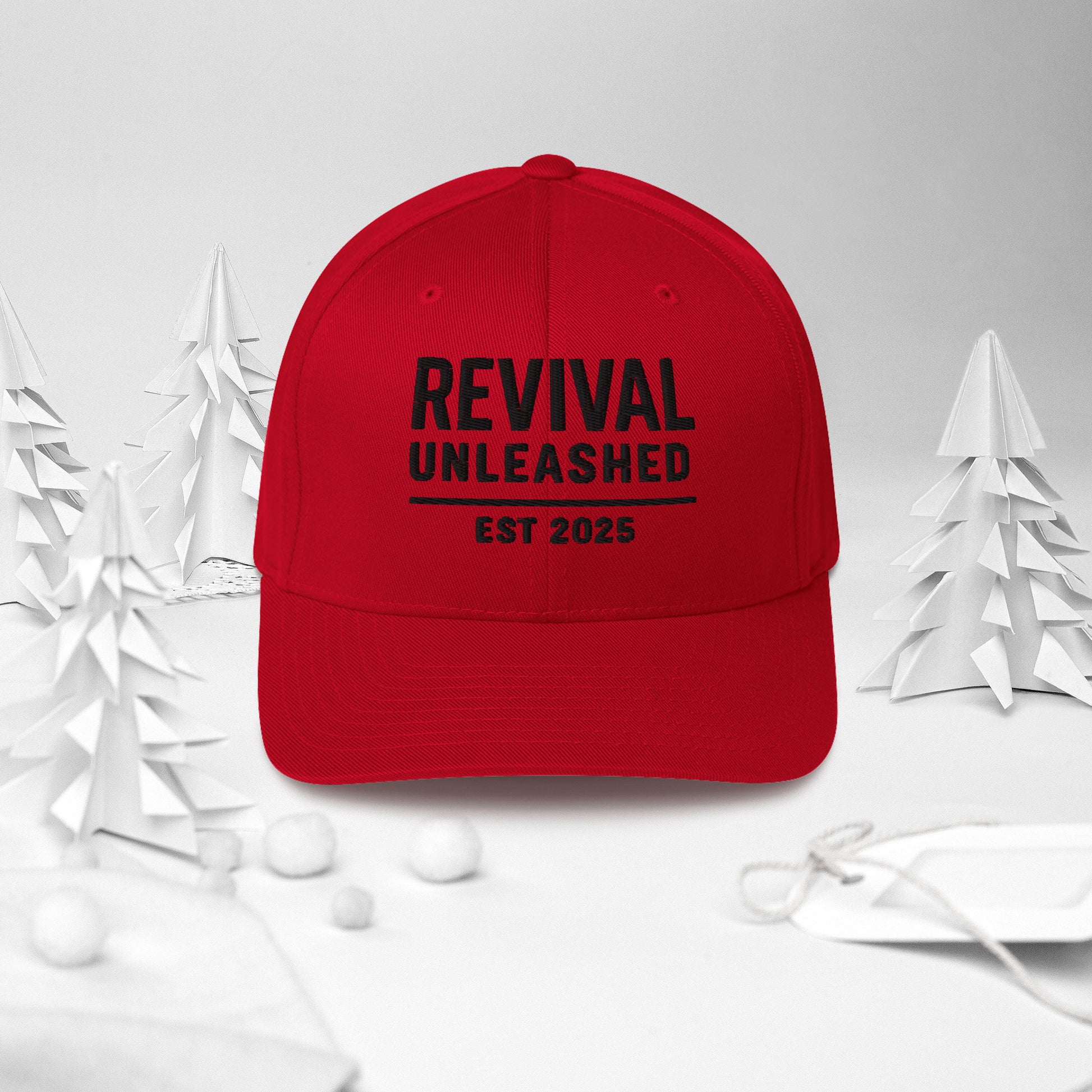 Revival Unleashed EST 2025 Flex Fit Embroidered Hat – Christian Lifestyle Headwear-Revival Unleashed