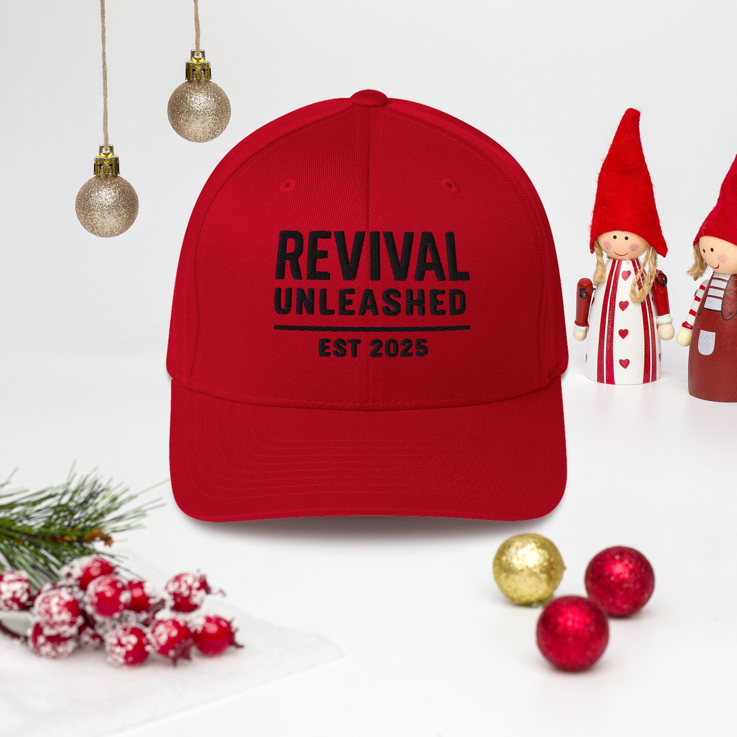 Revival Unleashed EST 2025 Flex Fit Embroidered Hat – Christian Lifestyle Headwear-Revival Unleashed