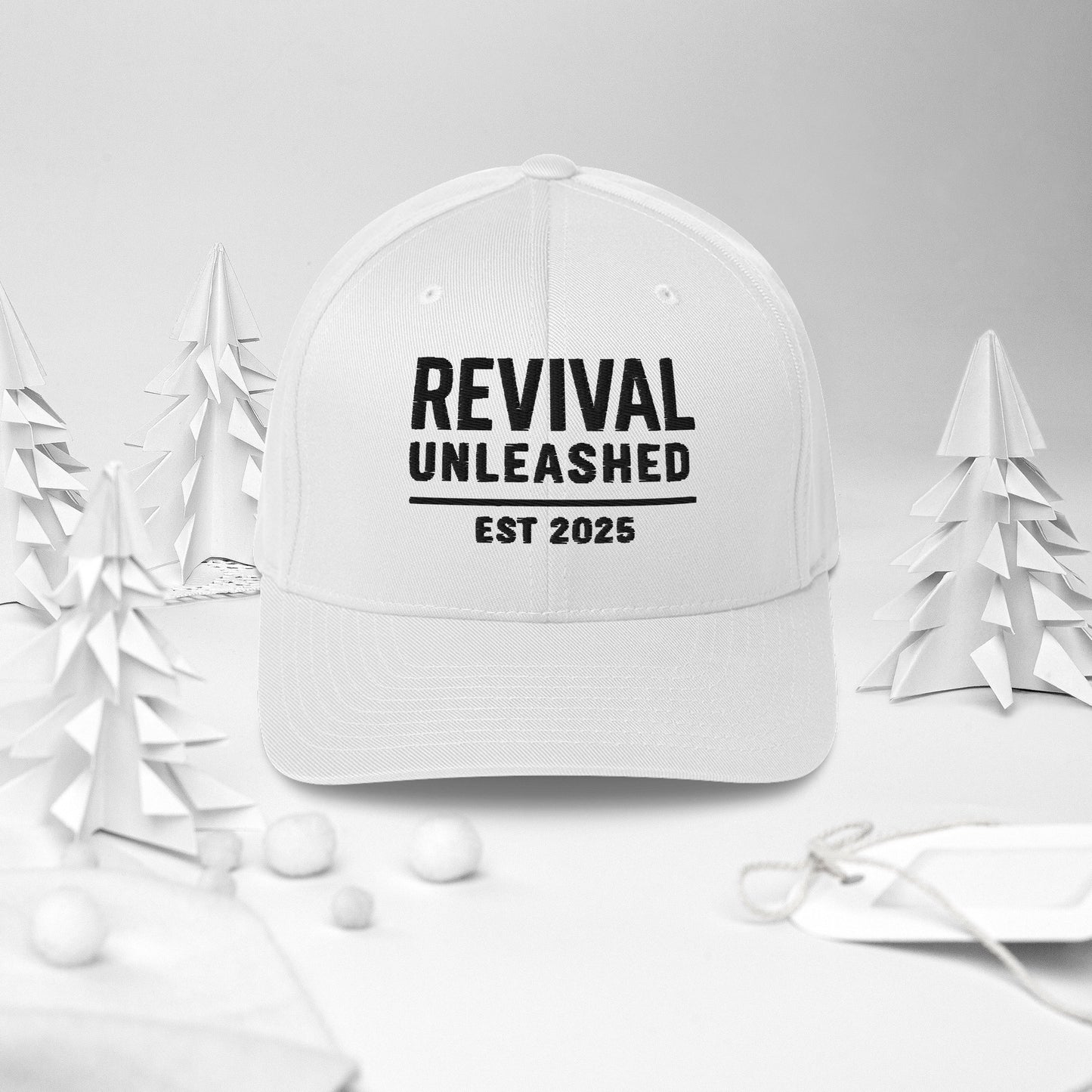 Revival Unleashed EST 2025 Flex Fit Embroidered Hat – Christian Lifestyle Headwear-Revival Unleashed