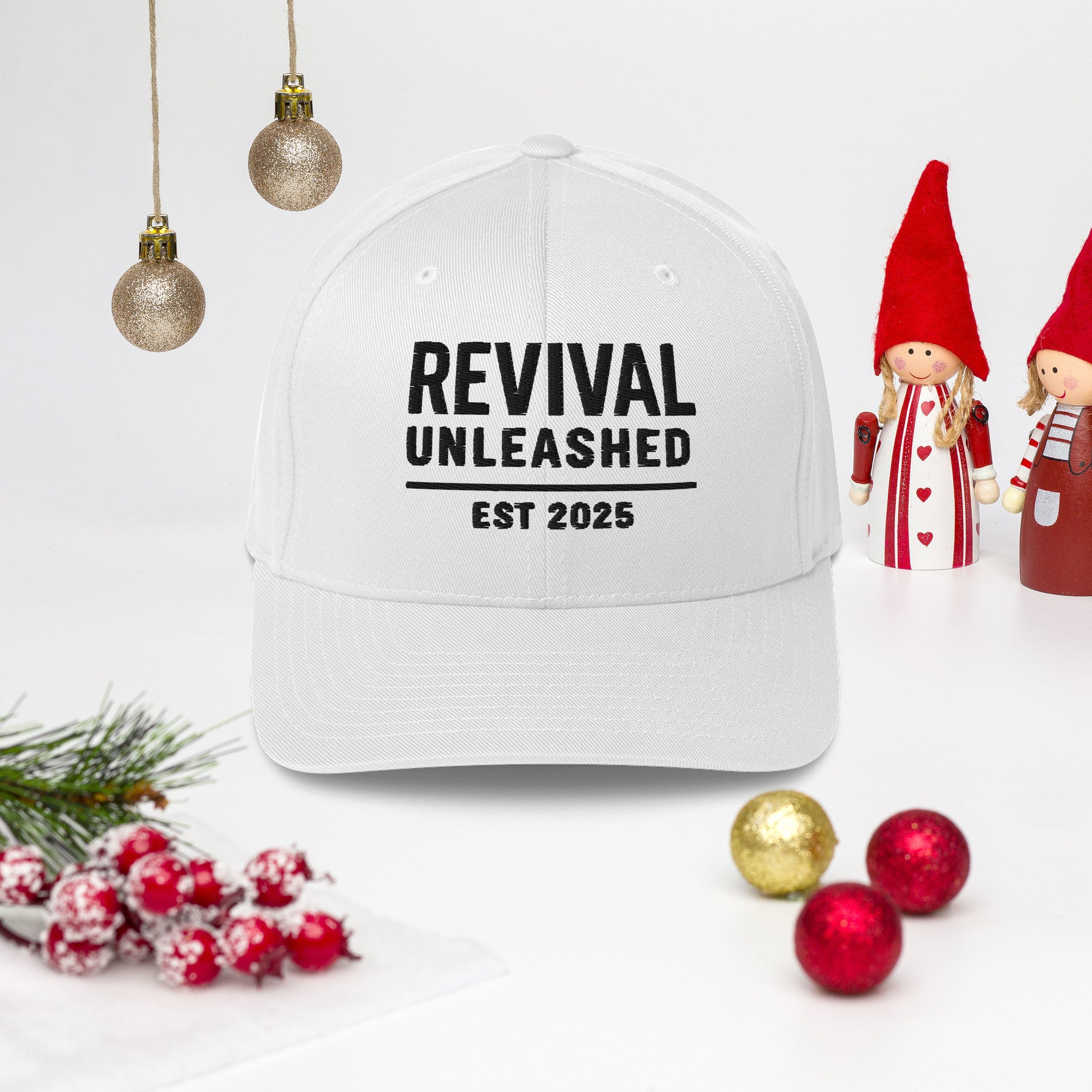 Revival Unleashed EST 2025 Flex Fit Embroidered Hat – Christian Lifestyle Headwear-Revival Unleashed