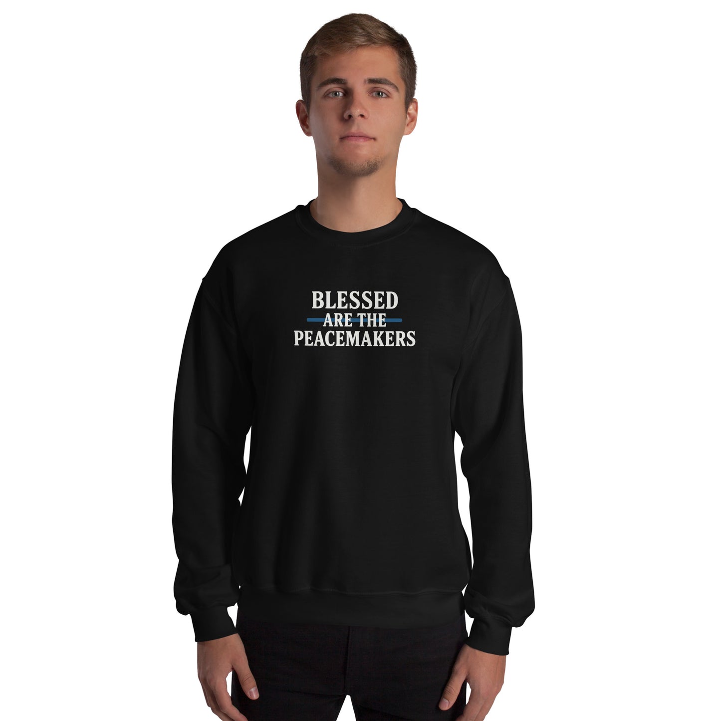 Blessed Are The Peacemakers Blue Line Unisex Sweater – Christian Faith Apparel | Revival Unleashed-Revival Unleashed