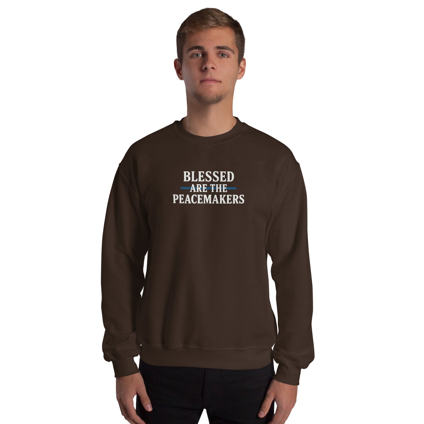 Blessed Are The Peacemakers Blue Line Unisex Sweater – Christian Faith Apparel | Revival Unleashed-Revival Unleashed