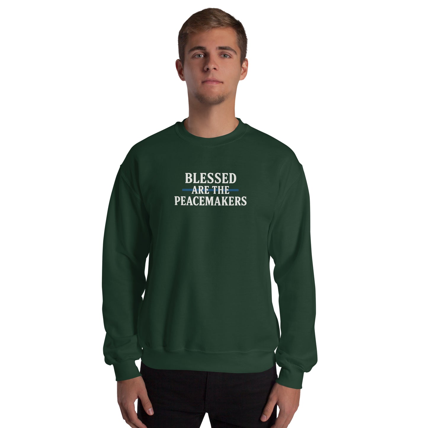 Blessed Are The Peacemakers Blue Line Unisex Sweater – Christian Faith Apparel | Revival Unleashed-Revival Unleashed