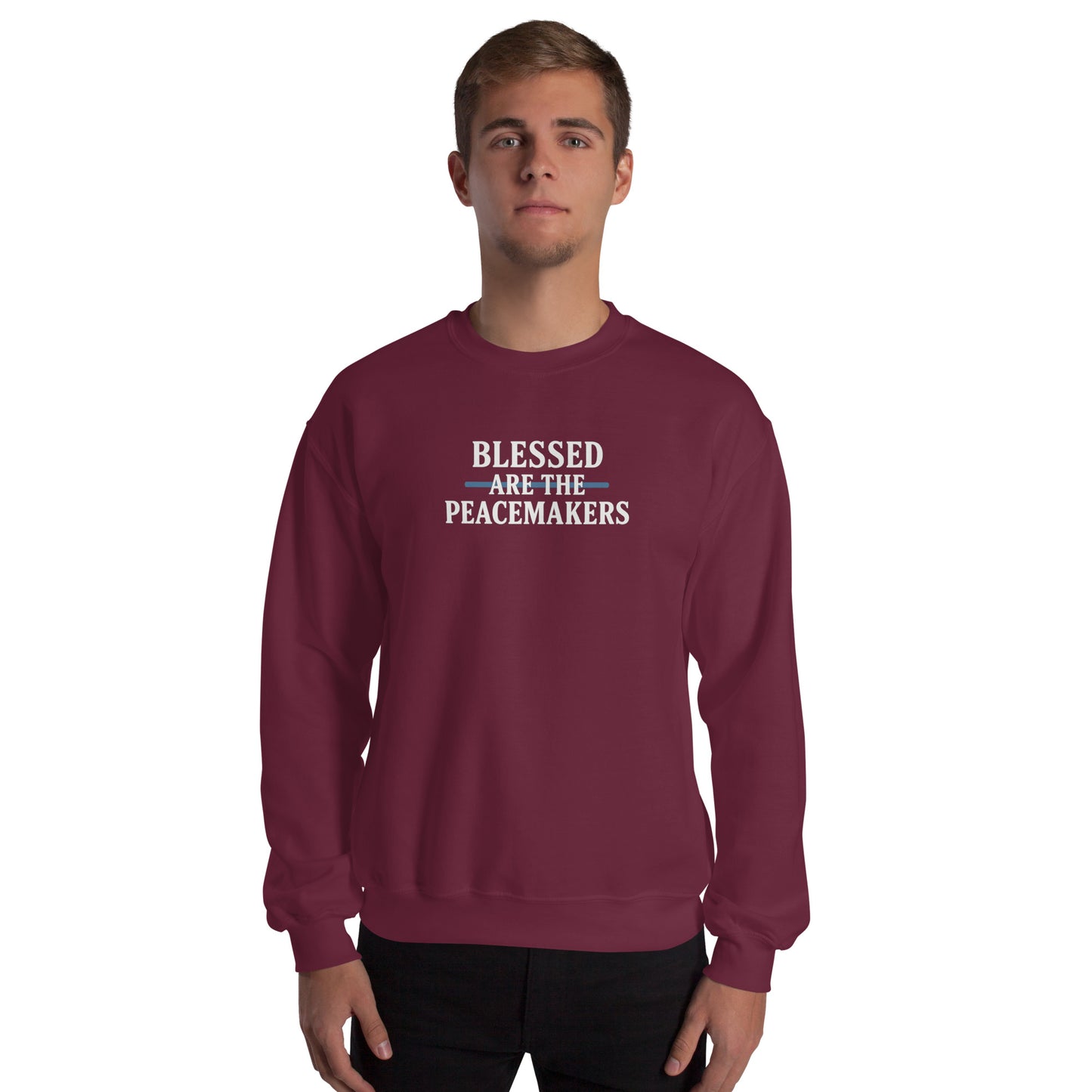 Blessed Are The Peacemakers Blue Line Unisex Sweater – Christian Faith Apparel | Revival Unleashed-Revival Unleashed