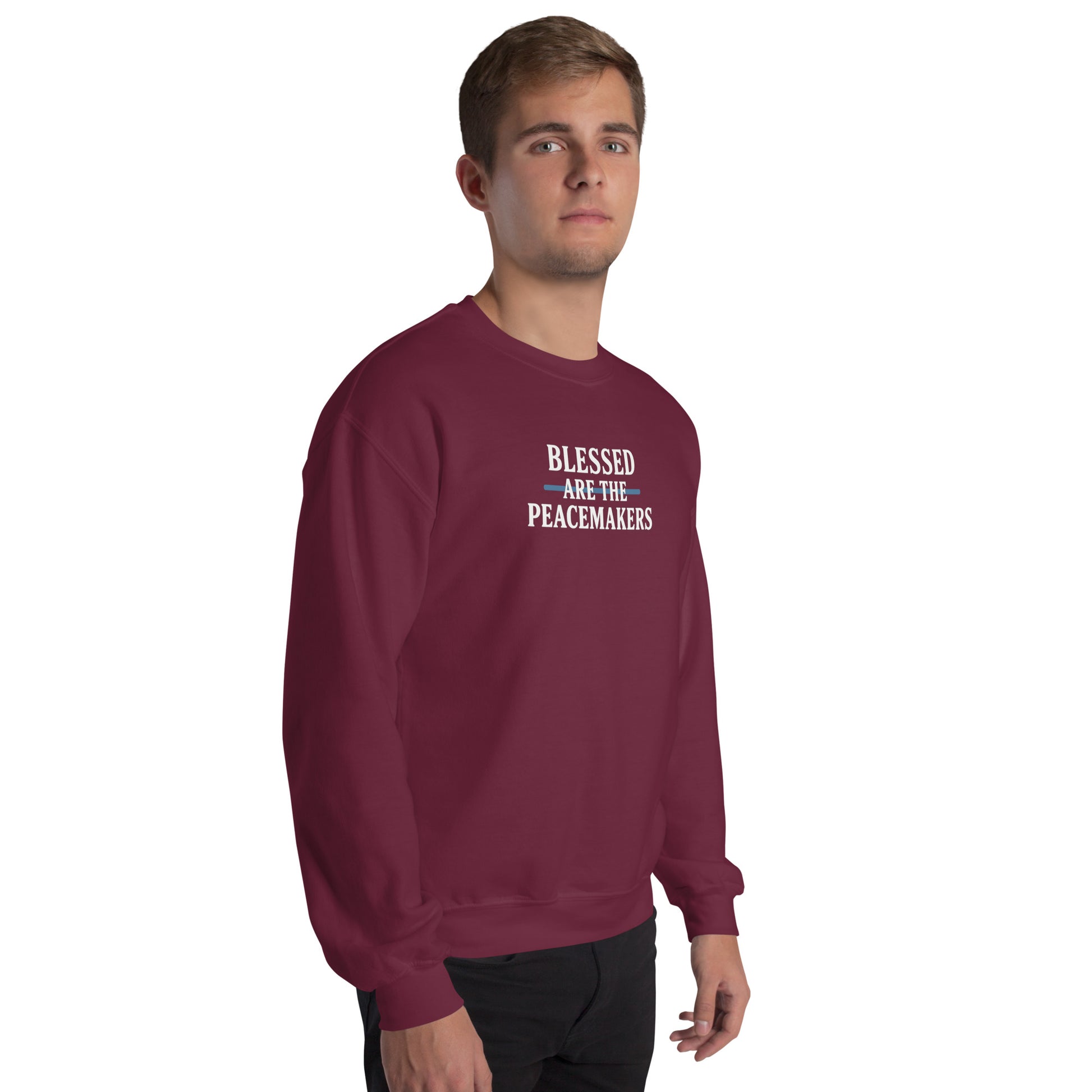 Blessed Are The Peacemakers Blue Line Unisex Sweater – Christian Faith Apparel | Revival Unleashed-Revival Unleashed