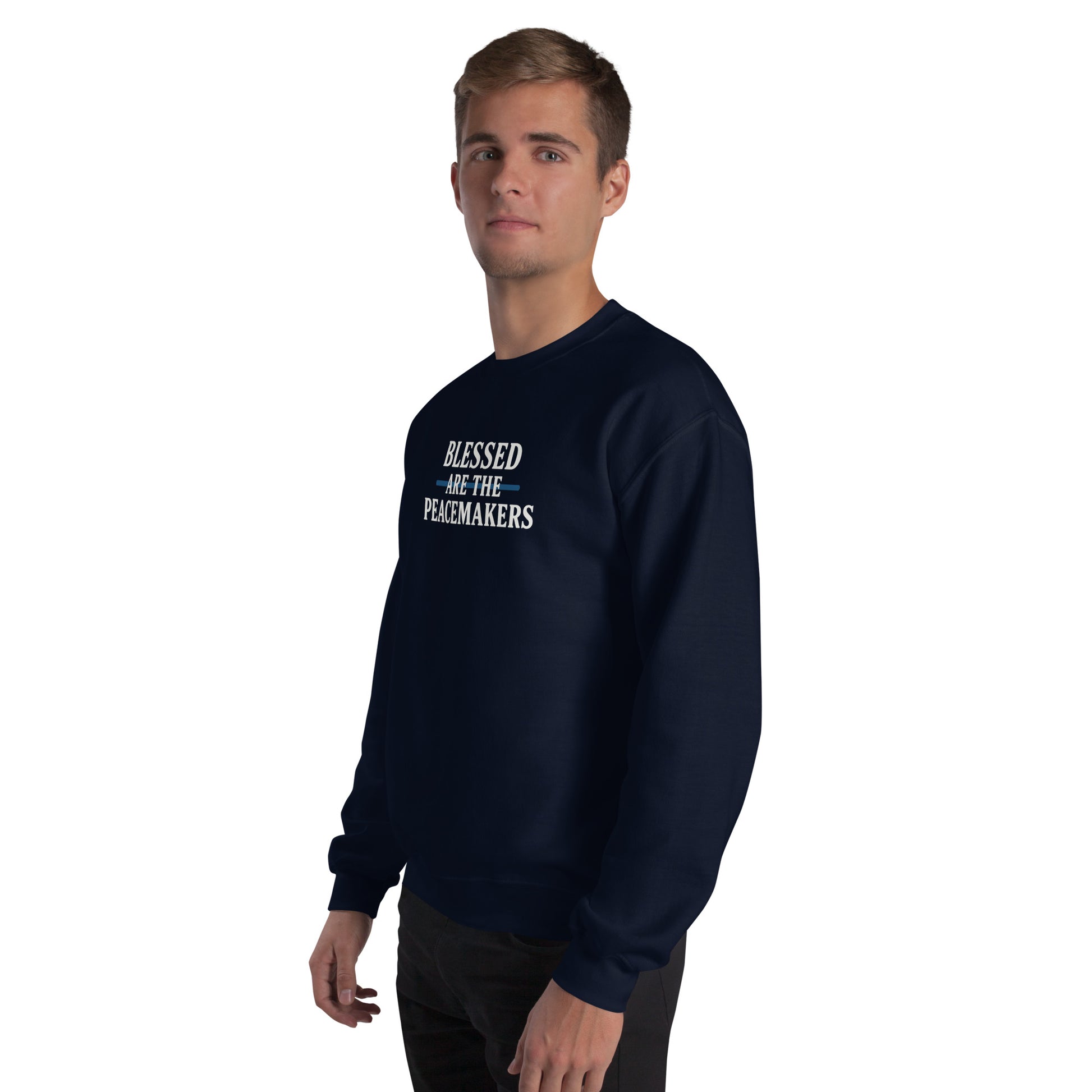 Blessed Are The Peacemakers Blue Line Unisex Sweater – Christian Faith Apparel | Revival Unleashed-Revival Unleashed