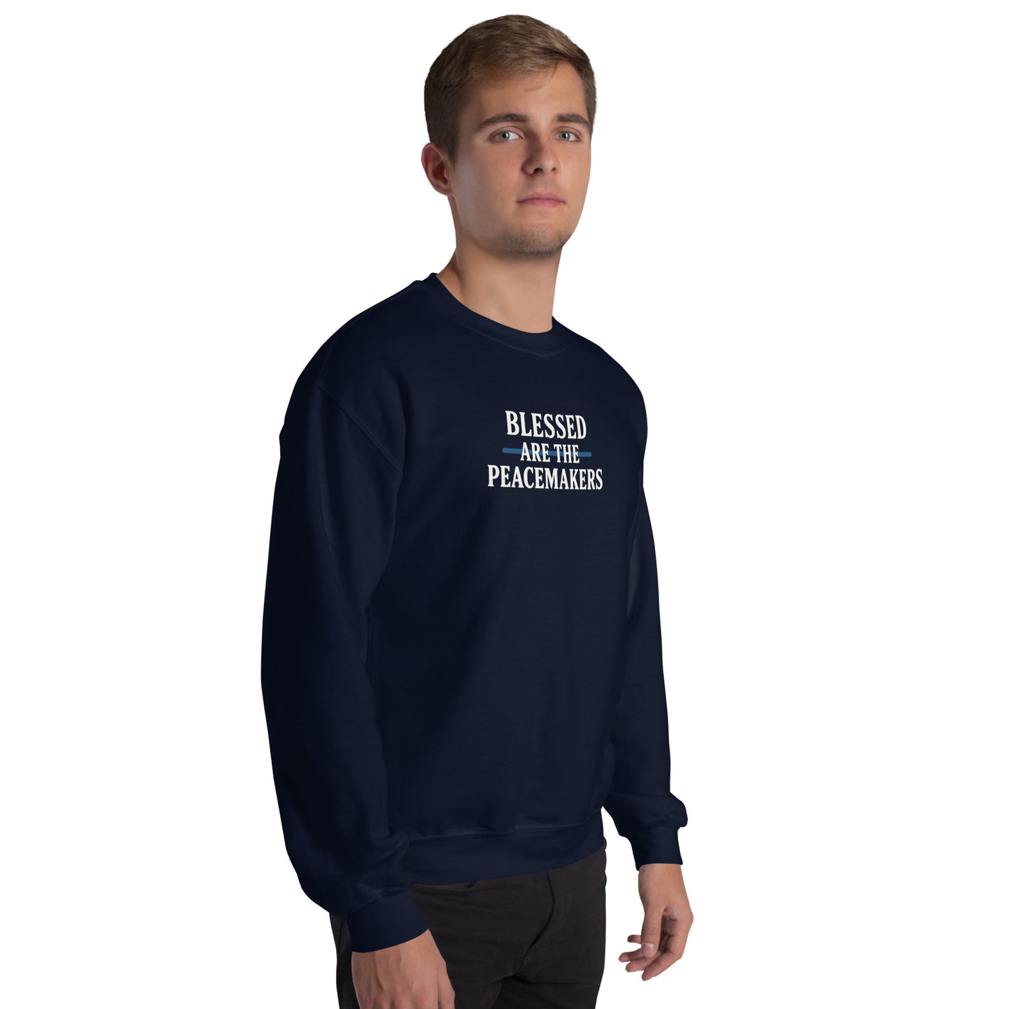Blessed Are The Peacemakers Blue Line Unisex Sweater – Christian Faith Apparel | Revival Unleashed-Revival Unleashed