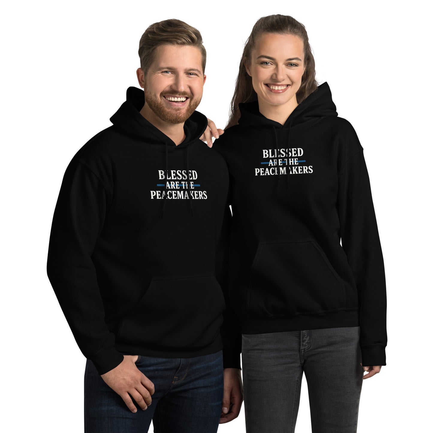 Blessed Are The Peacemakers Blue Line Unisex Hoodie – Christian Faith Apparel | Revival Unleashed-Revival Unleashed