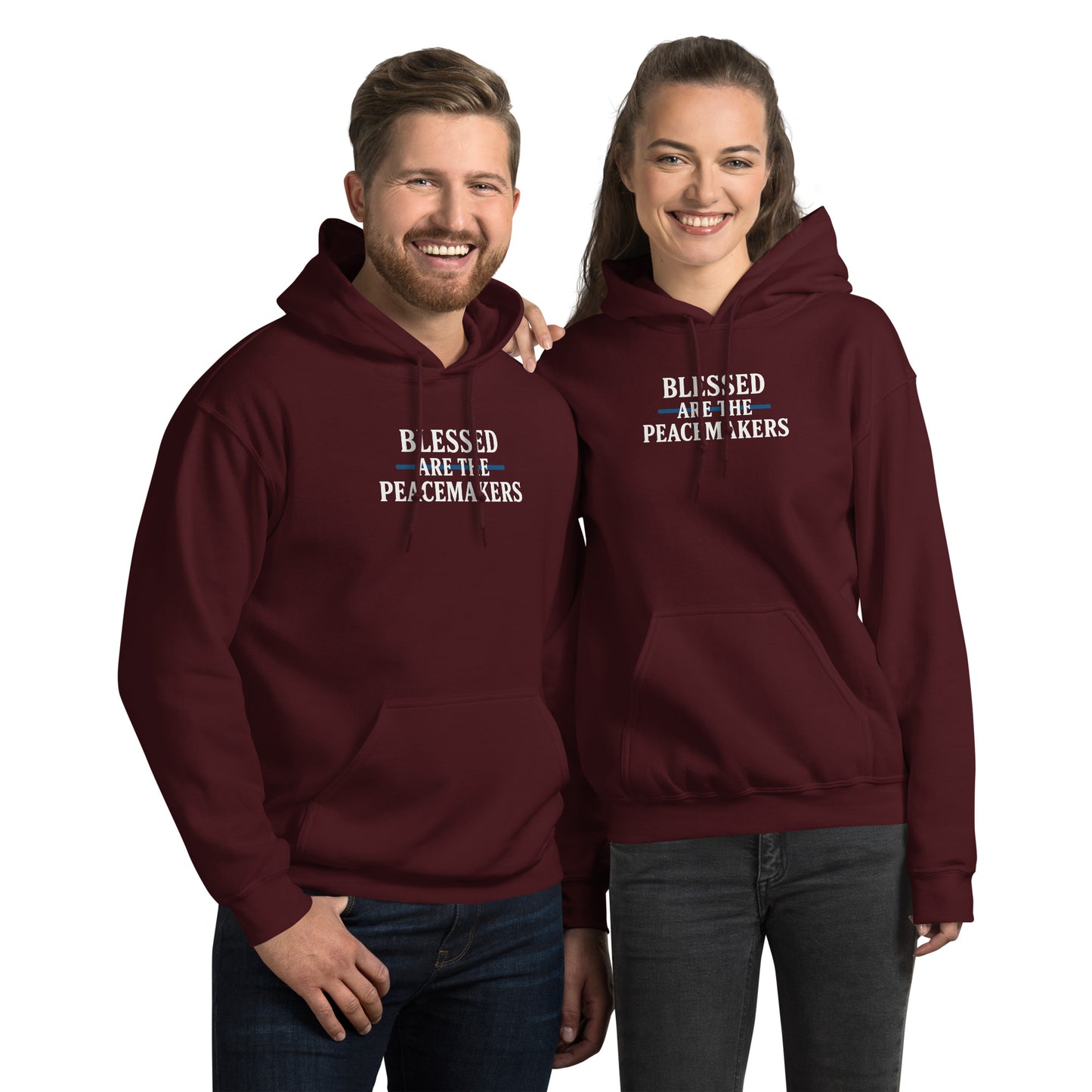 Blessed Are The Peacemakers Blue Line Unisex Hoodie – Christian Faith Apparel | Revival Unleashed-Revival Unleashed