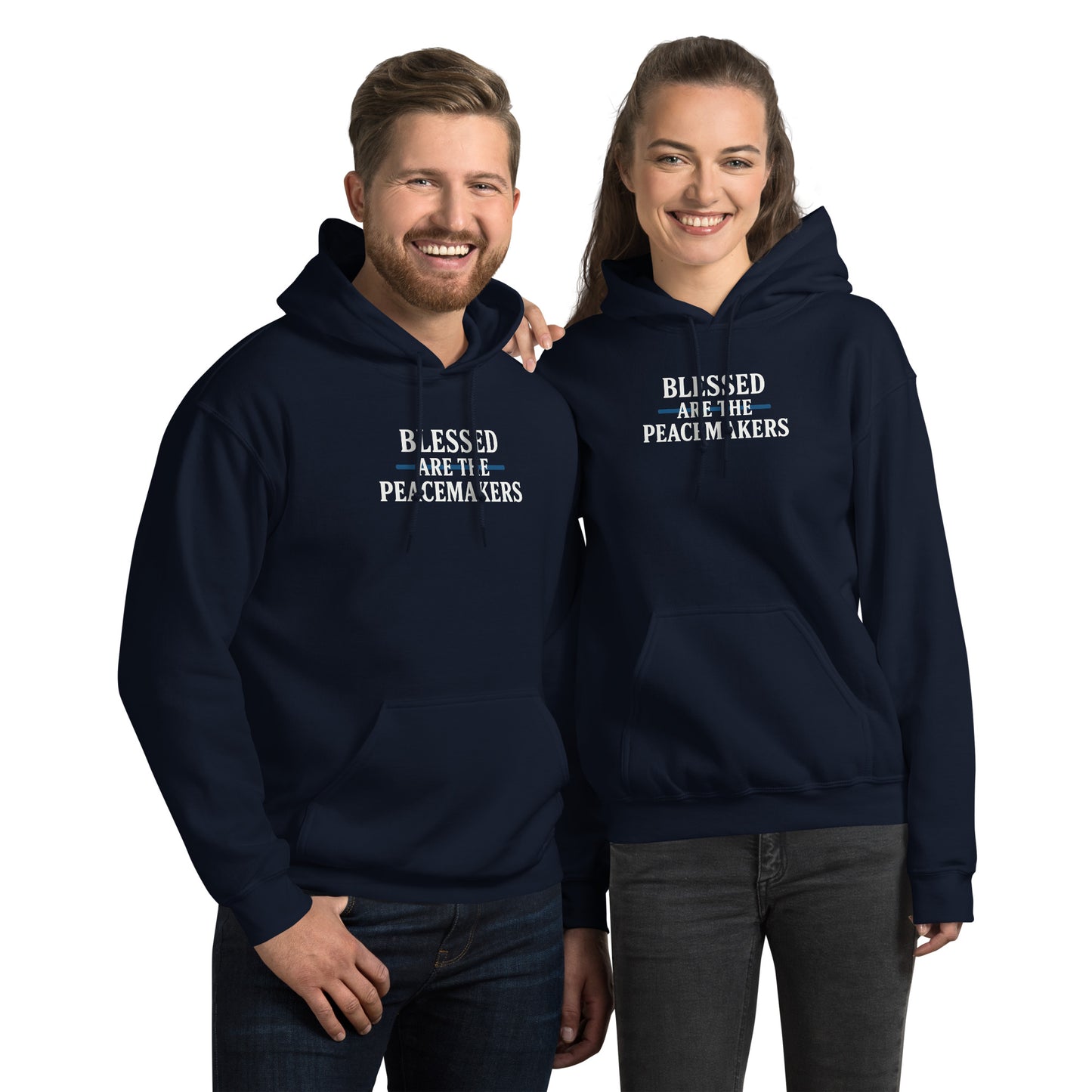 Blessed Are The Peacemakers Blue Line Unisex Hoodie – Christian Faith Apparel | Revival Unleashed-Revival Unleashed