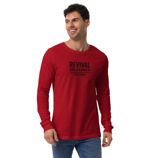 Revival Unleashed EST 2025 Unisex Long Sleeve Shirt – Christian Faith Apparel-Revival Unleashed
