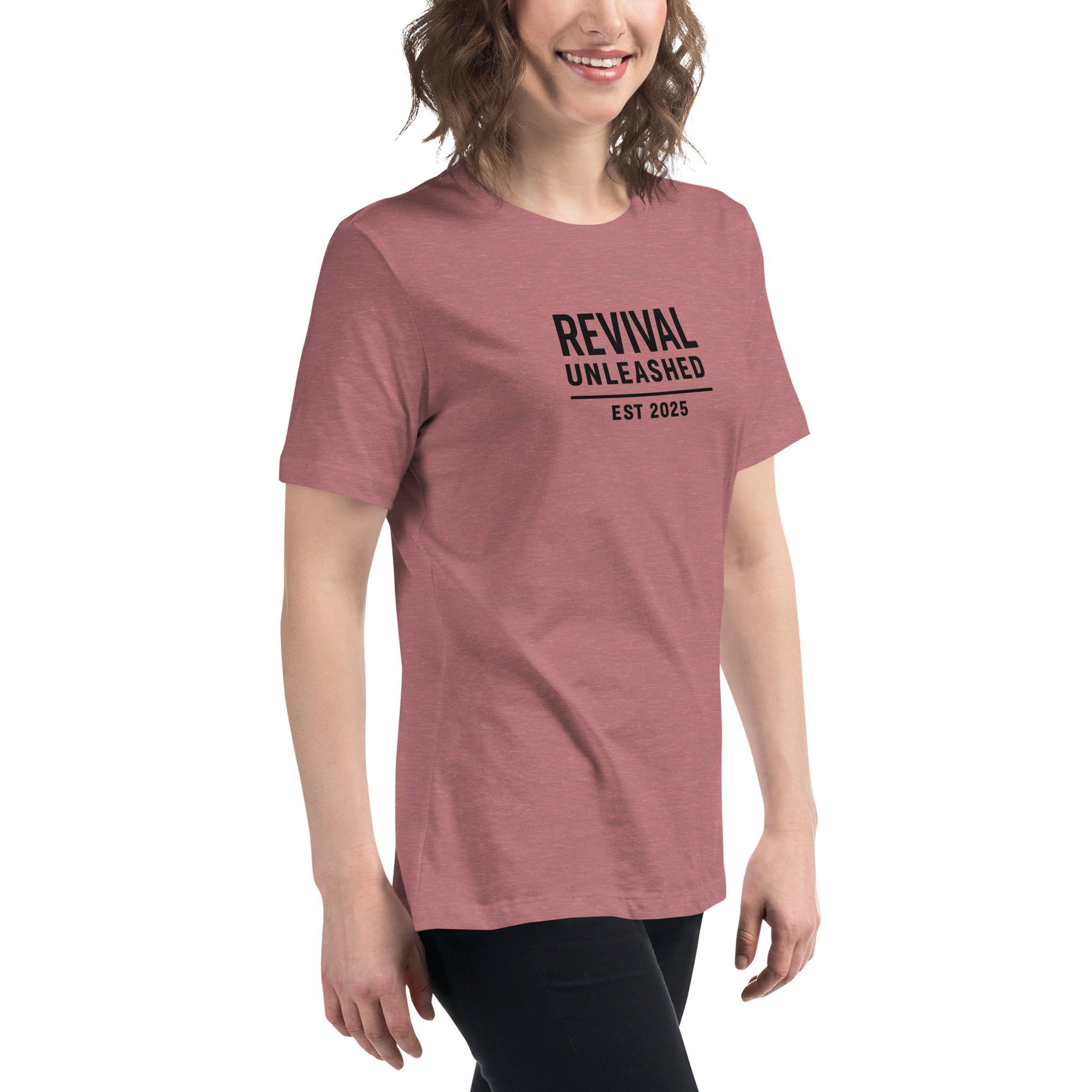 Revival Unleashed EST 2025 Women’s Relaxed T-Shirt – Christian Faith Apparel-Revival Unleashed
