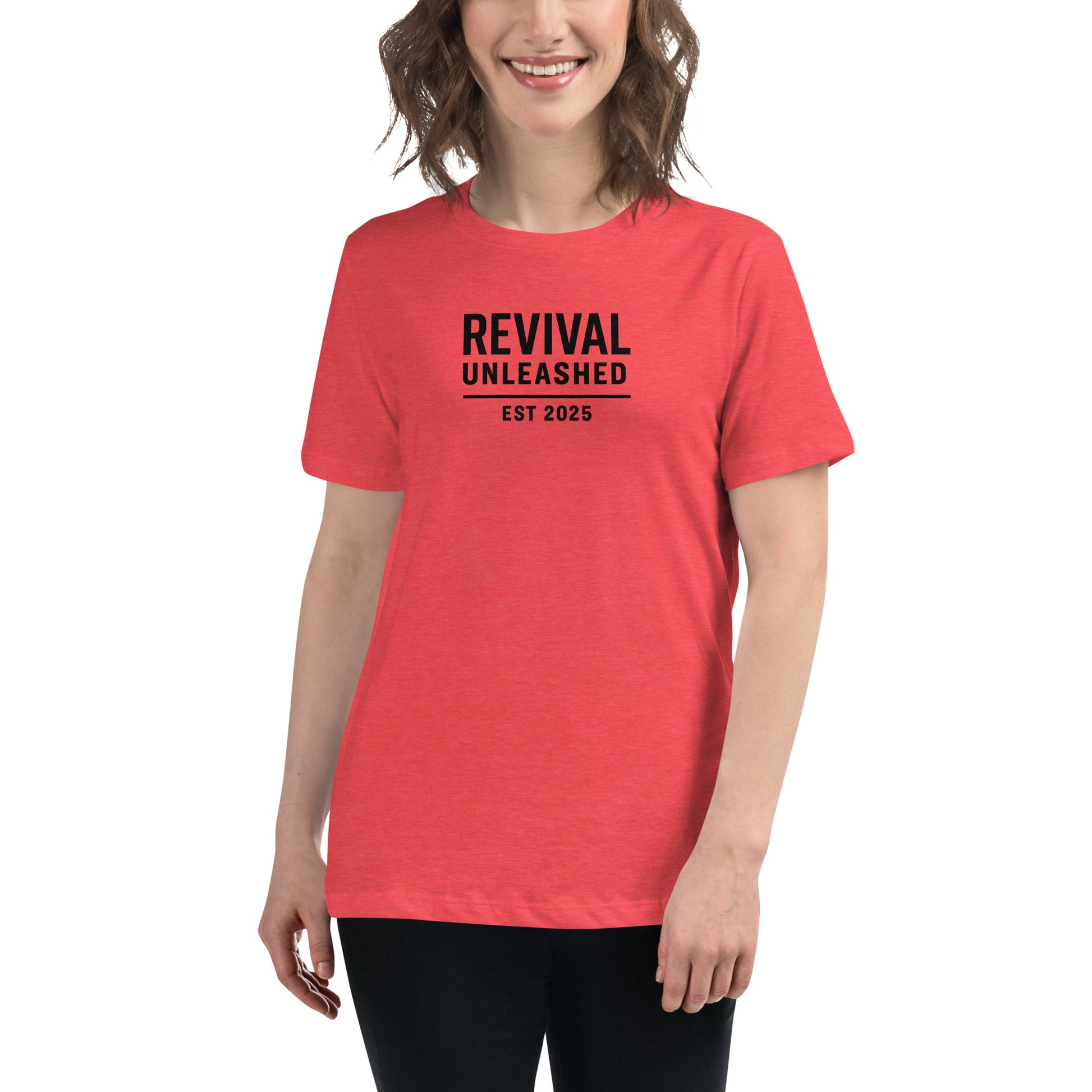 Revival Unleashed EST 2025 Women’s Relaxed T-Shirt – Christian Faith Apparel-Revival Unleashed
