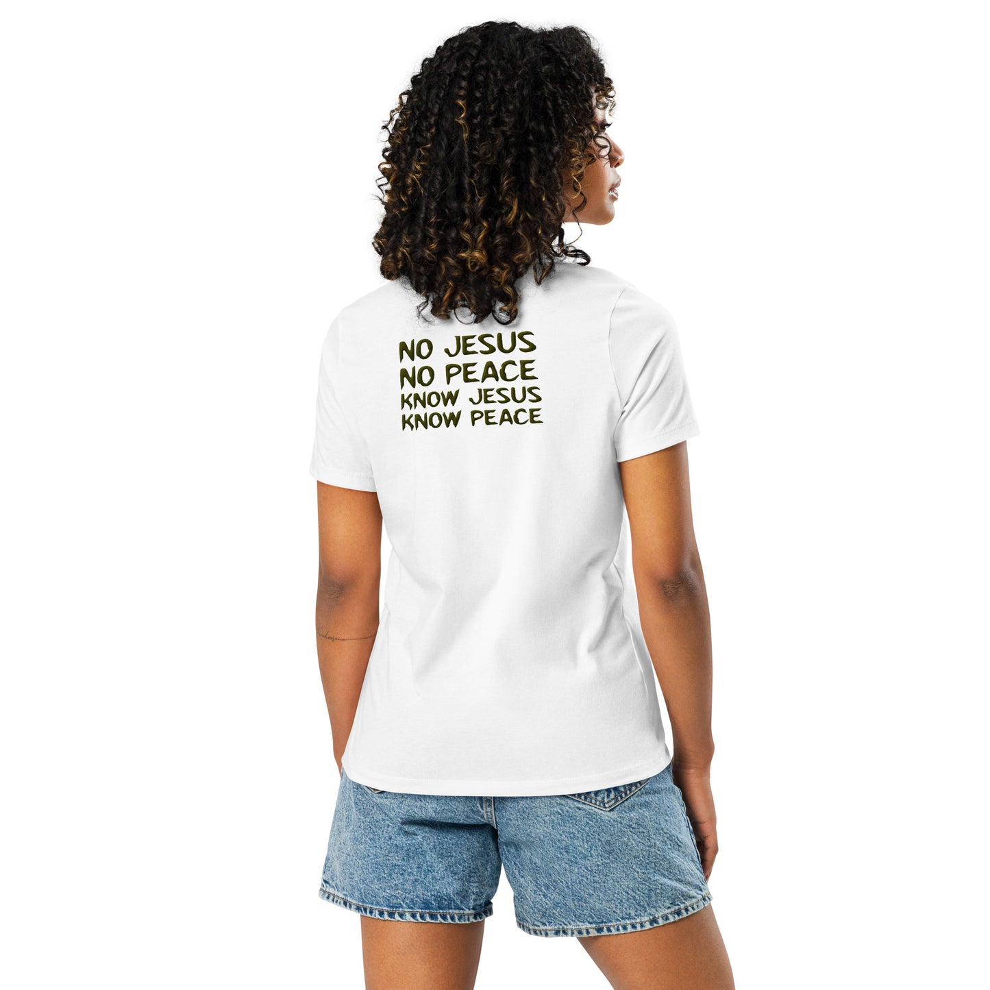 No Jesus, No Peace, Know Jesus, Know Peace Women's Relaxed Shirt | Revival Unleashed Christian Apparel-Revival Unleashed